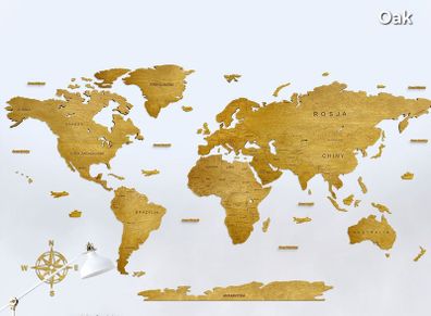 Wooden World Map Decoration Classic 2D