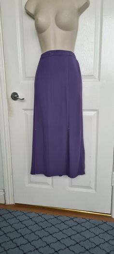Brand New M&S Purple Blueberry Straight Skirt Front Splits Size 8r
