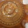 Vintage Carnival Glass Dish - Marigold with leaf design in the centre - 21 cm diameter Image 3