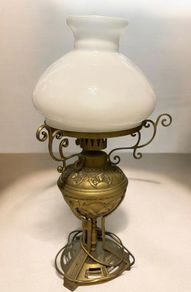 Antique Art Nouveau Brass Table Lamp Vintage Electric Conversion