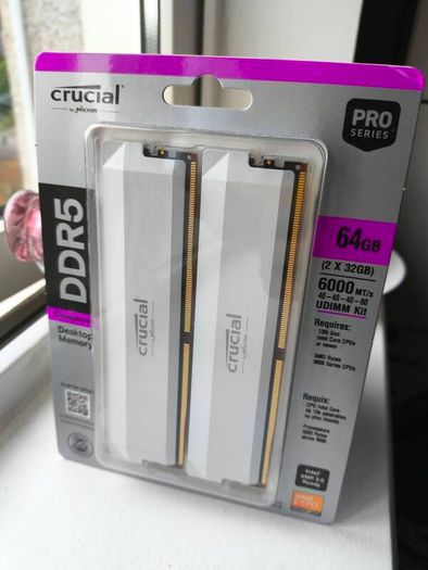 Brand New Pc Ram Crucial Pro Oc 64gb 2x32gb Ddr5 6000mhz Xmp Expo White