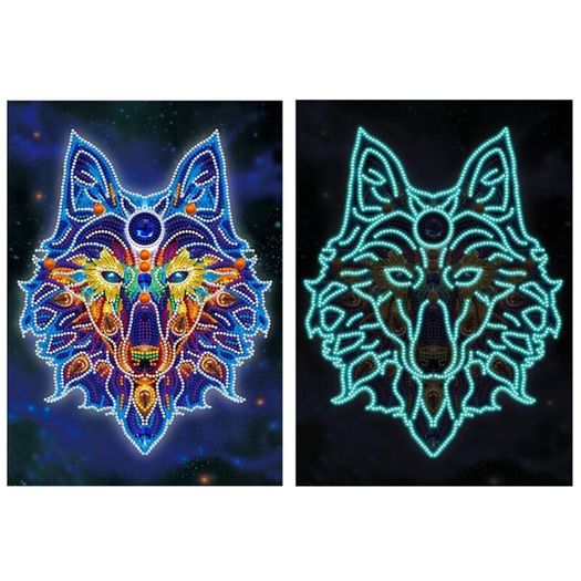 Luminous Diamond Painting Kit. Wolf