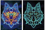 Luminous Diamond Painting Kit. Wolf