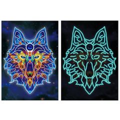 Luminous Diamond Painting Kit. Wolf