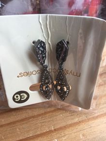 Brand new in pack black drop earrings x 3