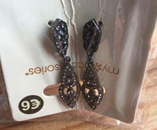 Brand new in pack black drop earrings x 3