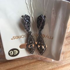 Brand new in pack black drop earrings x 3