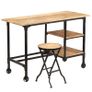 Desk with Folding Stool Solid Mango Wood 115x50x76 cm Image 3