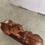 Hand Carved Wooden Elephants Fighting Elephants Vintage Wood Statue Sculpture Image 5