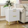 2-Drawer Bedside Table Set of 2, Small Bedside Storage Cabinet with Storage, Nightstand End Table for Living Room Bedroom Office, 40x30x52cm, White & Gold Image 7