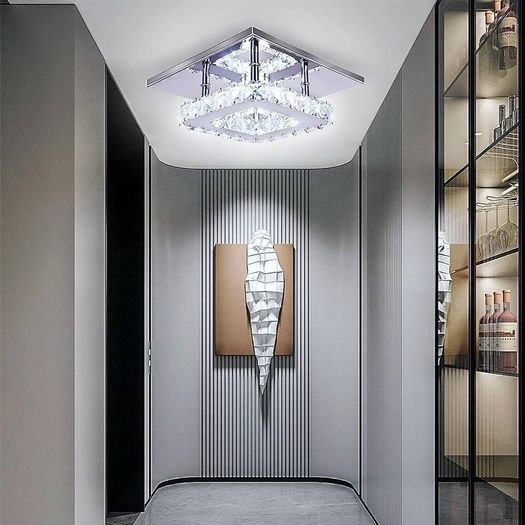 NEW SALE | Mini Crystal Chandelier Mount Crystal Ceiling Light Finish Chrome Crystal Pendant for Living Room Kitchen Office Bedroom Dining Room Island