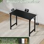 Small Home Office Desk Study Writing Kid Table for Small Spaces, Simple PC Gaming Desk, Adjustable Feet, Black Image 3