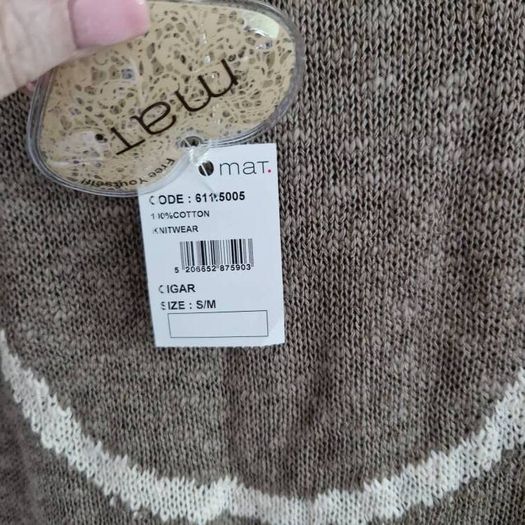 MAT jumper bnwt taupe with unusual detail on the back, short sleeve S/M