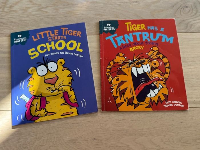 Little Tiger Starts School and Tiger has a tantrum by Sue Graves