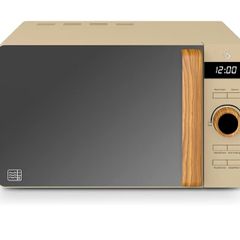 Nordic Digital Microwave with 6 Power Settings, 60 Minute Timer, LED Display and Defrost Mode, 20L, 800W, Oatmeal