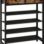 5 Tier Shoe Rack with 2 Drawers, Shoe Storage Organizer for 12-16 Pairs of Shoes, Modern Shoe Stand with Fabric Shelf for Entryway Closet Bedroom, Rustic Brown Image 2