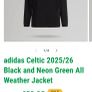 Black and neo green Adidas Celtic all weather jacket Image 6
