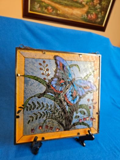 Tiffany Style Stained Glass Butterfly Panel - Window Hanging / Suncatcher  , window decoration