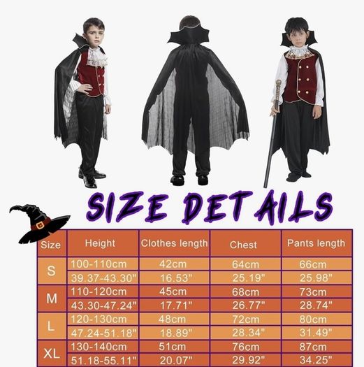 Black Vampire Dracula Cape with Stand-Up Collar - Halloween Costume  for Kids