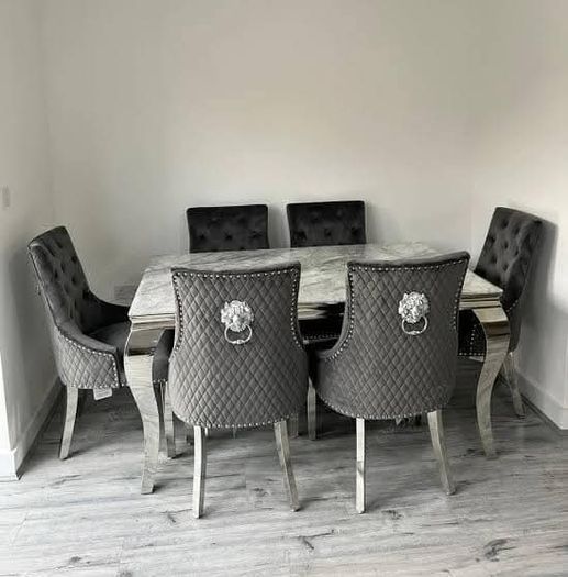 Marble Kitchen Dining Table With 6 Chairs