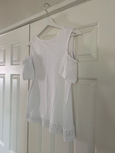 White Lace Cold Shoulder Top