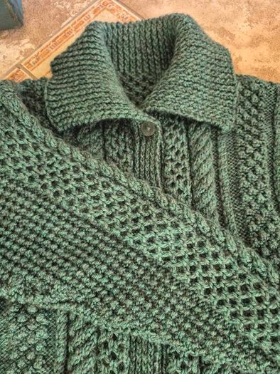 Aran Cardigan Green