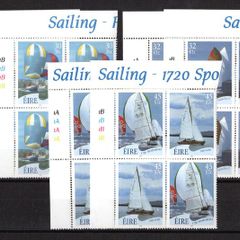 2001 Ireland Sailing Commemorative Stamps Plate 1A1A1A1A & 1B1B1B1B (6 blocks)Mint Never Hinged (MNH).