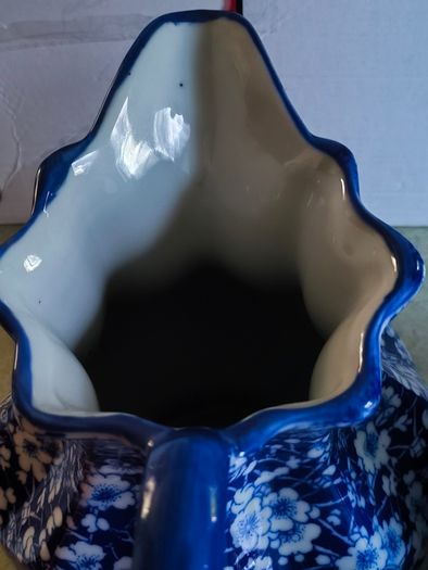 Set of 2 Victoria Ware Ironstone Pitcher, Calico Blue & White Floral flower transfer ware. each 80.00 Euro each or the set of 2 for  150.00 euro Made in England, in very good condition .