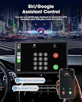 9 Inch Wireless Car Stereo with Apple Carplay and Android Auto,Portable Touch Screen GPS Navigation for Car,Car Audio Receivers with Bluetooth,Airplay,AUX,Screen for All Vehicles
