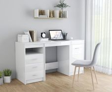 Desk High Gloss White 140x50x76 cm Chipboard