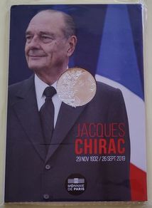 France 10 Euro Commemorative Silver Coin 2020 - Jacques Chirac. In Blister Card. UNCIRCULATED.