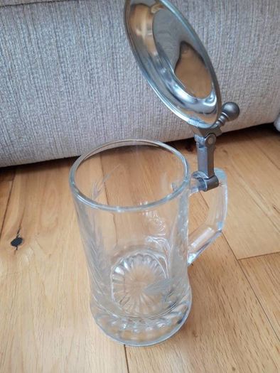 Vintage Glass  Beer Stein / Tankard