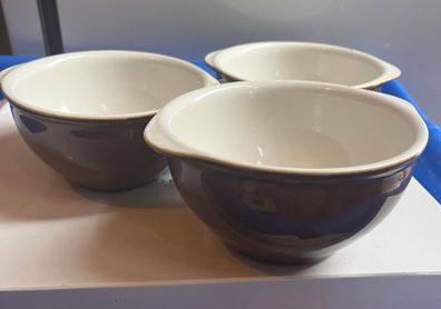 3 Brown Soup Bowls