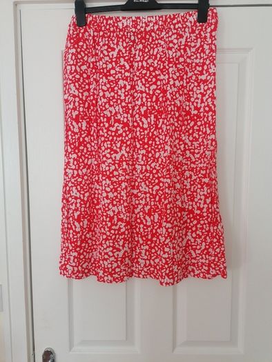 River Island Red & White Midi Skirt