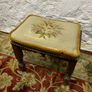 Vintage oak framed footstool with tapestry cushion. Image 2