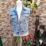 Pull & Bear Distressed Denim Sleeveless Jacket  Unisex  Size Small Image 8