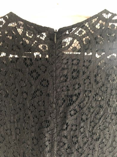 Zara Black Lace & Pleated Midi Dress - Size 8