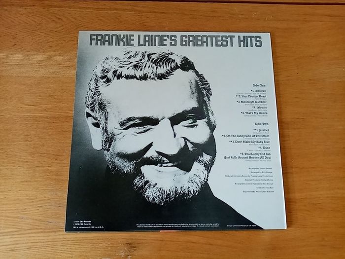 Frankie Laine's Greatest Hits. 1974 Uk Pressing. Cbs Records. Lp Vinyl Record Album.