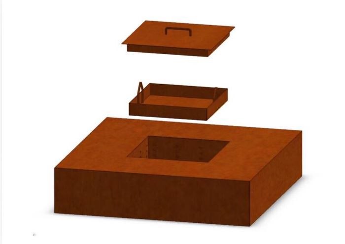 Corten Steel Square Garden Fire 1.2 Metre x 1.2 Metre