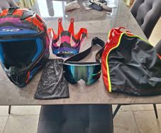 Motocross helmet and goggles