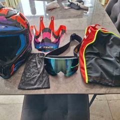 Motocross helmet and goggles