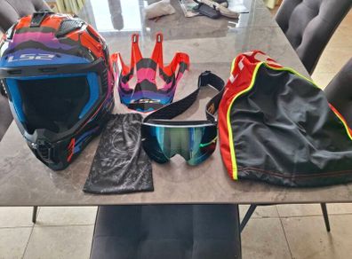 Motocross helmet and goggles
