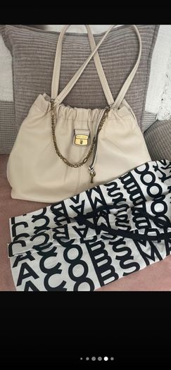 Marc Jacobs Cream Lambskin Leather Bag - The Christina Tote -