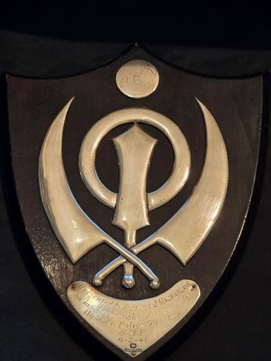 Rare Solid Silver Tuck Chang & Co Plaque presented to Sergeant J.Macfarlane