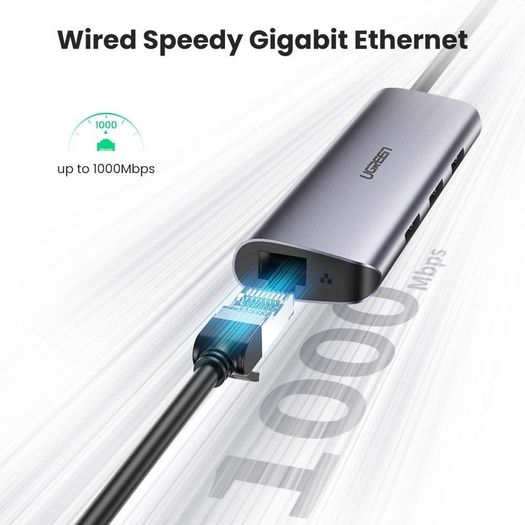 USB C Hub Type C to 3 Port USB 3.0 Dock with Gigabit Ethernet Adapter Micro USB Power for MacBook Pro Air Dell XPS 15 13 Chromebook Pixel Surface Book 2 Samsung S10 S9 Plus S8 Note 9 8