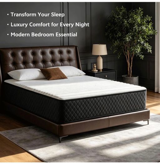 Extra Firm King Size Mattress 10 Inch, 7-Zone Hybrid Mattress with Memory Foam and Individually Pocket Spring, Features Motion Isolation & Back Pain Relief, Firm King Mattress 150x200x25cm