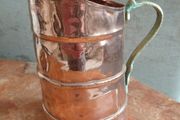 Antique French copper pitcher with brass handle