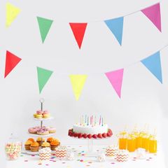 36 Flags 27 Feet Bunting Banner, Multicolor Outdoor Waterproof Triangle Flags Imitated Linen Burlap Bunting Supply for Wedding Birthday Party Home Festival Decoration (FREE POSTAGE)