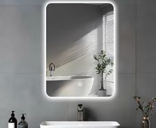 LED Bathroom Mirror For Over Sink, 45 x 60cm Electric Vanity Mirror With Backlit Lights For Shower Shaving, Wall Mounted Dimmable 3 Color Lighting, IP54, Vertically Only