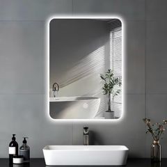 LED Bathroom Mirror For Over Sink, 45 x 60cm Electric Vanity Mirror With Backlit Lights For Shower Shaving, Wall Mounted Dimmable 3 Color Lighting, IP54, Vertically Only